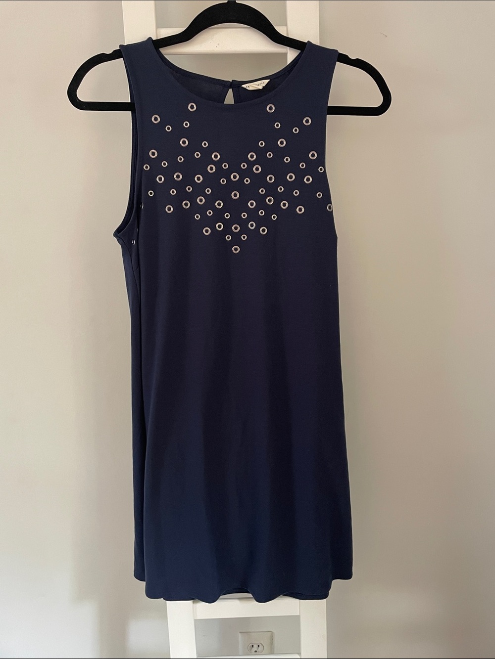 Aeropostale Navy Sleeveless Eyelet Shift Dress